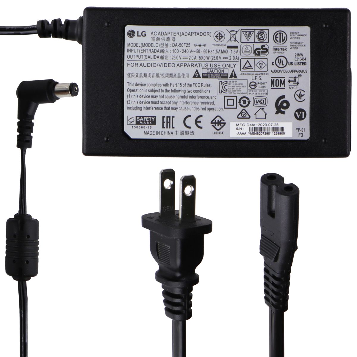 LG (25V/2A) OEM AC Adapter Power Supply Wall Charger - Black (DA-50F25) Multipurpose Batteries & Power - Multipurpose AC to DC Adapters LG - Simple Cell Bulk Wholesale Pricing - USA Seller