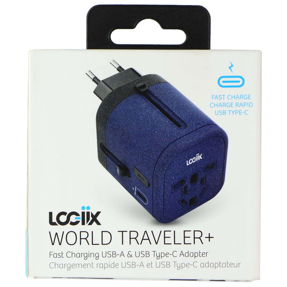 Logiix (World Traveler+) Fast Charging USB + USB-C Wall Adapter - Blue Cell Phone - Chargers & Cradles Logiix - Simple Cell Bulk Wholesale Pricing - USA Seller