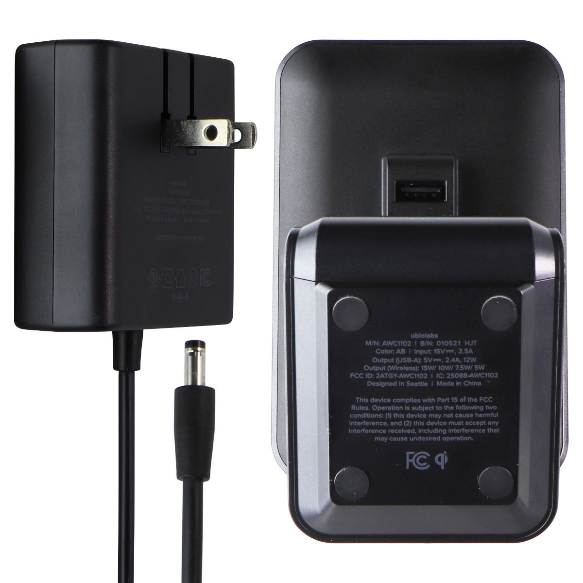 Ubio Labs (AWC1102 / CHG1088SGV) 2-in-1 Wireless Charging Stand - Black Cell Phone - Chargers & Cradles Ubio Labs - Simple Cell Bulk Wholesale Pricing - USA Seller