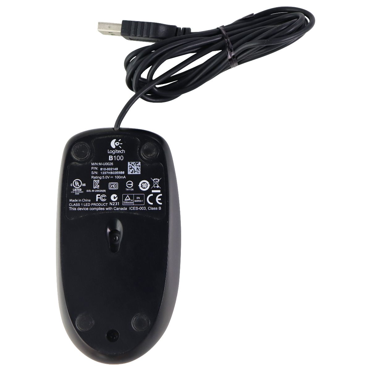 Logitech MB100 Wired USB Optical Mouse for Windows PC & More - Black (M-U0026) Keyboards/Mice - Mice, Trackballs & Touchpads Logitech - Simple Cell Bulk Wholesale Pricing - USA Seller