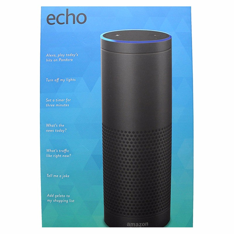 Amazon Echo (1st Gen) Audio Streaming Speaker and Personal Assistant Black Cell Phone - Audio Docks & Speakers Amazon - Simple Cell Bulk Wholesale Pricing - USA Seller