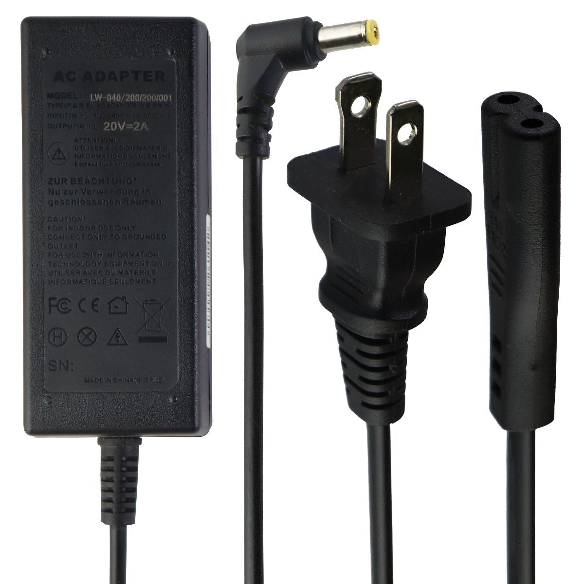 Replacement (20V/2A) AC Adapter Wall Charger Power Supply - Black Multipurpose Batteries & Power - Multipurpose AC to DC Adapters Unbranded - Simple Cell Bulk Wholesale Pricing - USA Seller