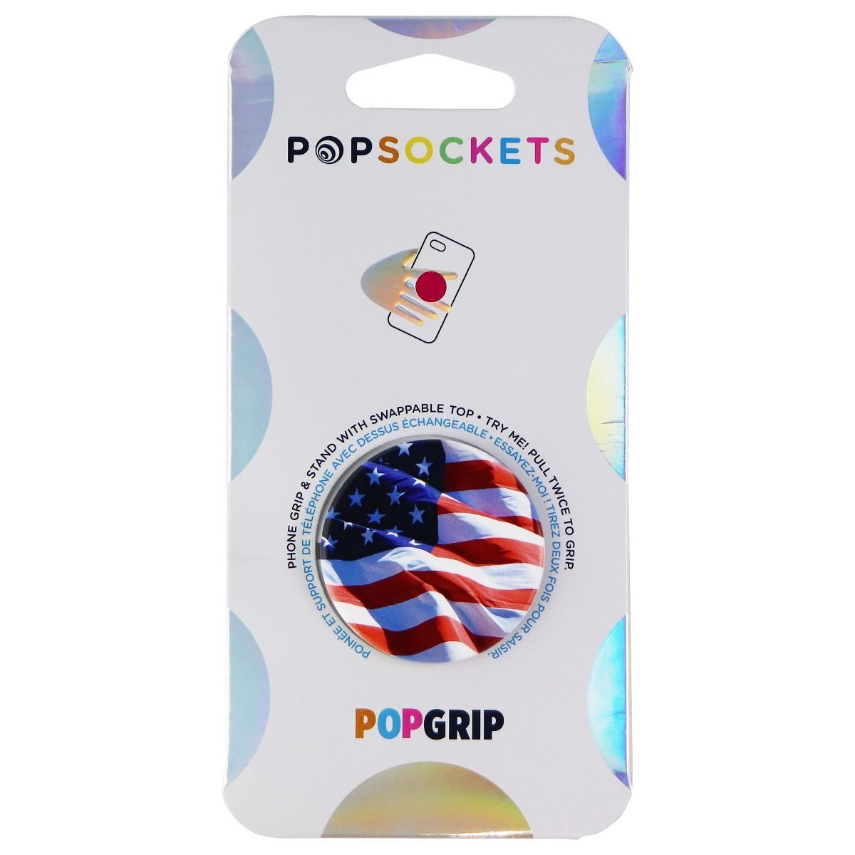 PopSockets: PopGrip Expanding Stand & Grip w/ Swappable Top - Stars and Stripes Cell Phone - Mounts & Holders PopSockets - Simple Cell Bulk Wholesale Pricing - USA Seller