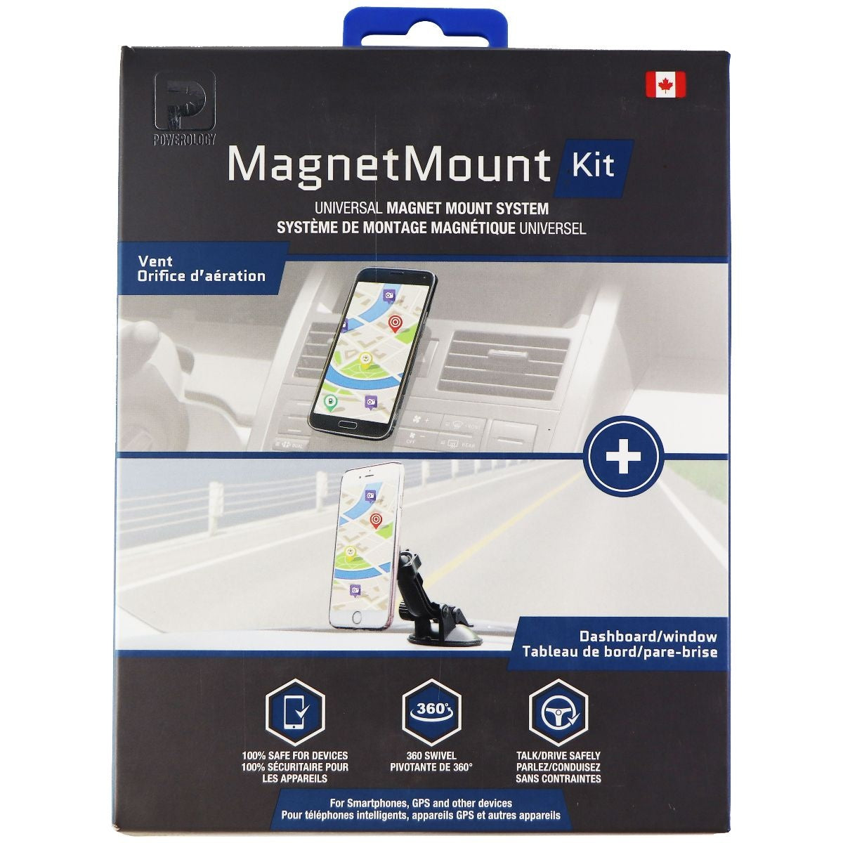 Powerology Universal Magnet Mount Kit System for Smartphones, GPS & More Devices Cell Phone - Mounts & Holders Powerology - Simple Cell Bulk Wholesale Pricing - USA Seller
