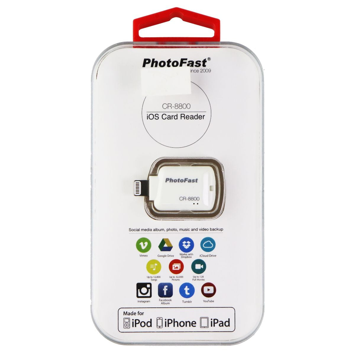 Gigastone iOS Card Reader for Apple iPhone & iPad - White (CR-8800) Cell Phone - Memory Card Readers & Adapters Gigastone - Simple Cell Bulk Wholesale Pricing - USA Seller