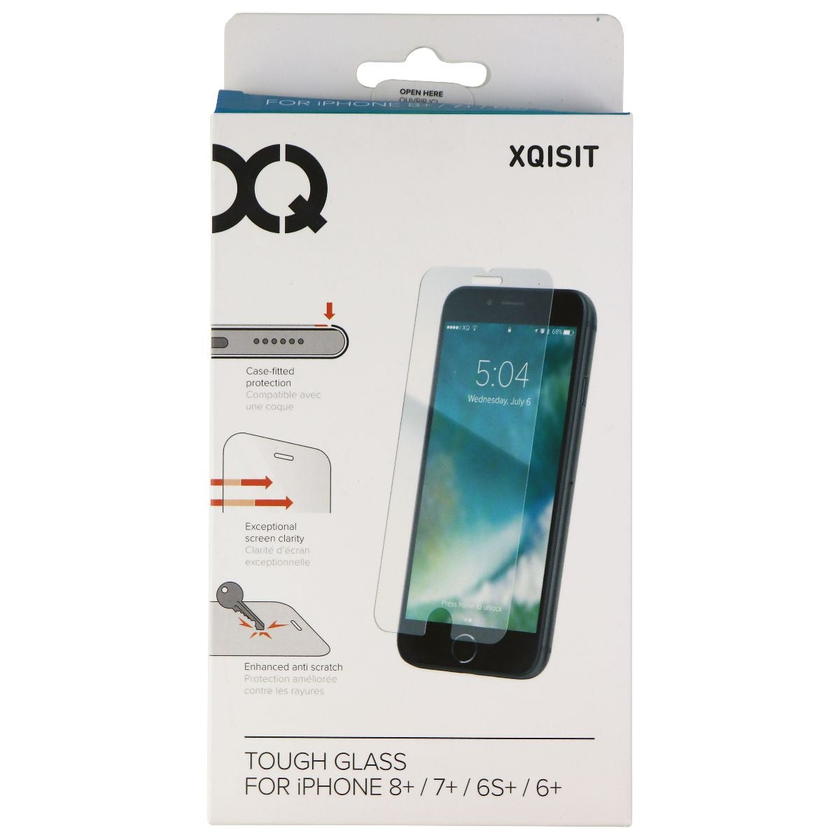 Xqisit Tough Glass Screen Protector for iPhone 8 Plus/7 Plus/6s Plus - Clear Cell Phone - Screen Protectors Xqisit - Simple Cell Bulk Wholesale Pricing - USA Seller