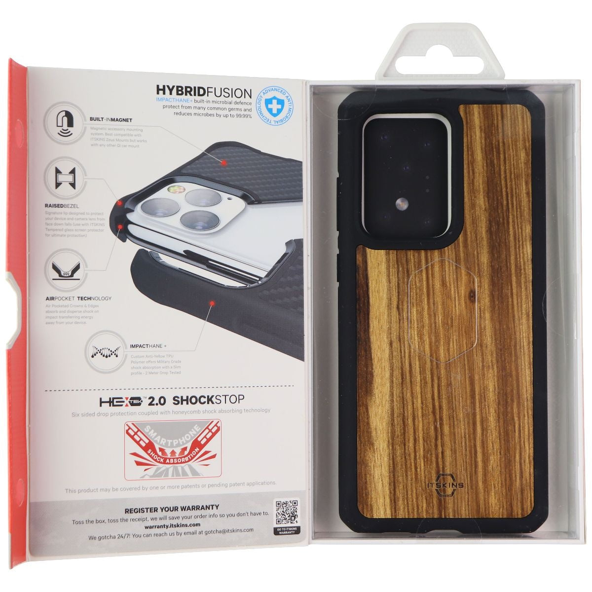 ITSKINS Hybrid Fusion Series Case for Samsung Galaxy S20 Ultra 5G - Wood/Black Cell Phone - Cases, Covers & Skins ITSKINS - Simple Cell Bulk Wholesale Pricing - USA Seller