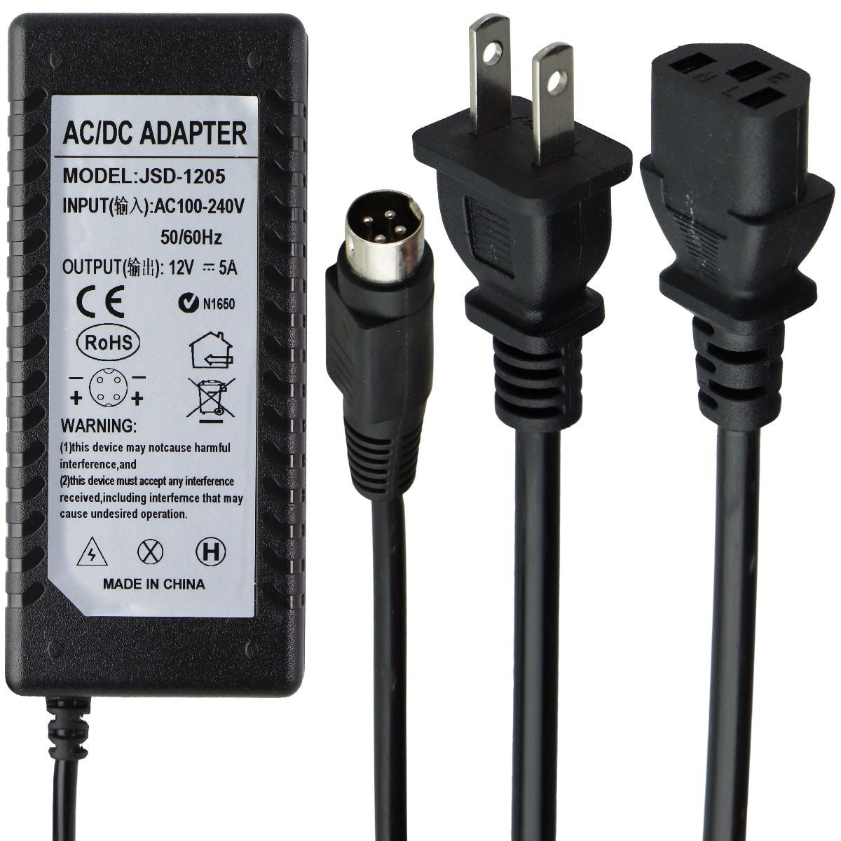 (12-V/5-Amp) AC/DC Adapter Power Supply - Black (JSD-1205) Multipurpose Batteries & Power - Multipurpose AC to DC Adapters Unbranded - Simple Cell Bulk Wholesale Pricing - USA Seller