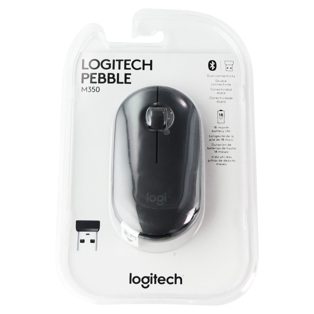 Logitech Pebble M350 Wireless Mouse with Bluetooth & USB - Graphite Keyboards/Mice - Keyboard & Mouse Bundles Logitech - Simple Cell Bulk Wholesale Pricing - USA Seller