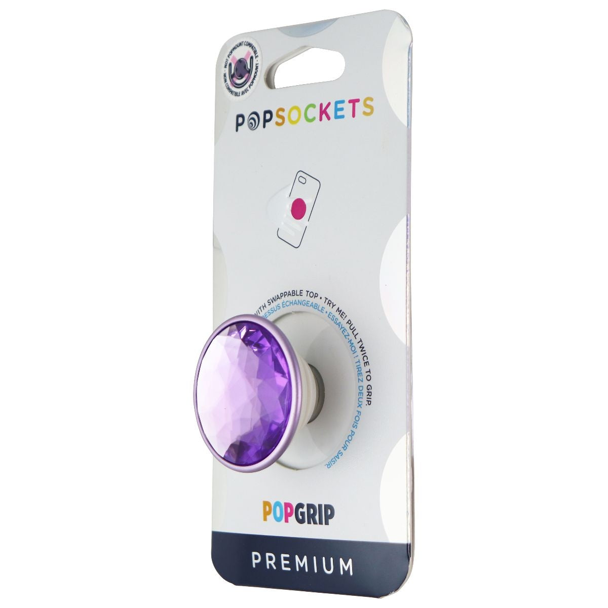 PopSockets PopGrip Grip & Stand with Swappable Top - Disco Crystal Orchid Cell Phone - Mounts & Holders PopSockets - Simple Cell Bulk Wholesale Pricing - USA Seller