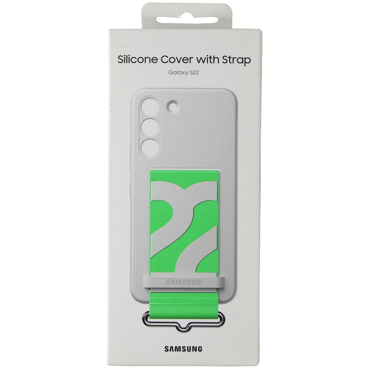 SAMSUNG Silicone Cover with Strap for Samsung Galaxy S22 - White / Green Cell Phone - Cases, Covers & Skins Samsung - Simple Cell Bulk Wholesale Pricing - USA Seller