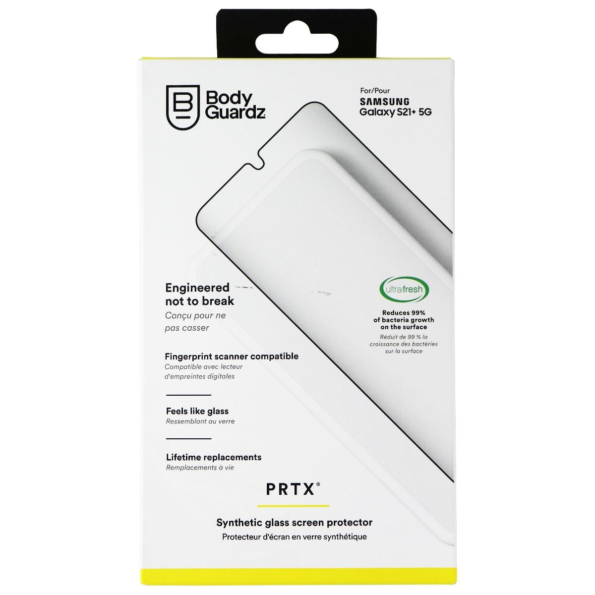 BodyGuardz PRTX Series Screen Protector for Samsung Galaxy S21+ 5G Cell Phone - Screen Protectors BODYGUARDZ - Simple Cell Bulk Wholesale Pricing - USA Seller