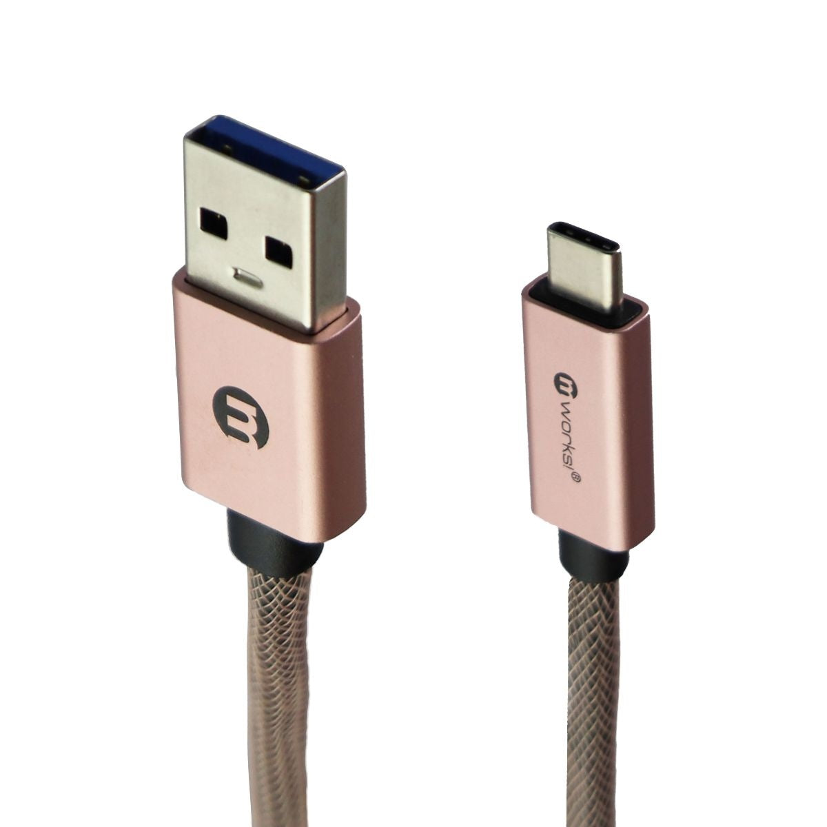 mWorks! mPower! 6-Foot (USB-C) to USB Braided Cable - Rose Gold Cell Phone - Cables & Adapters mWorks! - Simple Cell Bulk Wholesale Pricing - USA Seller