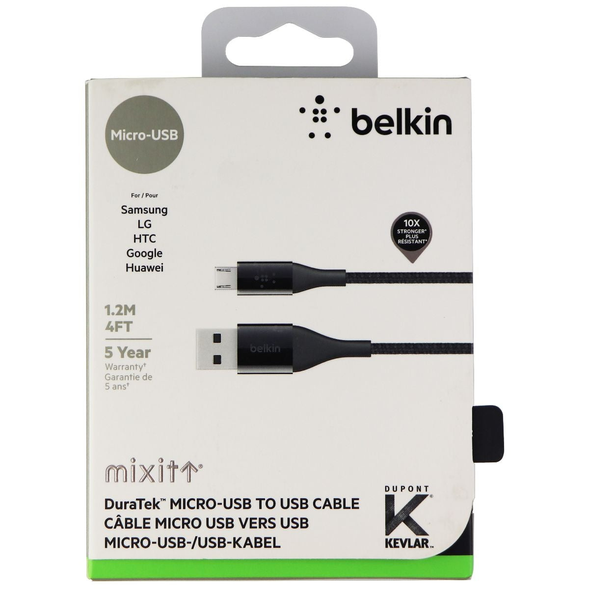 Belkin MIXIT (4-Foot) DuraTek Braided Micro-USB to USB Charge/Sync Cable - Black Cell Phone - Cables & Adapters Belkin - Simple Cell Bulk Wholesale Pricing - USA Seller