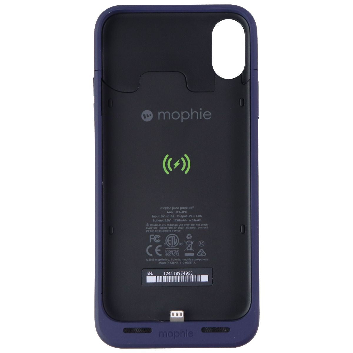 Mophie Juice Pack Wireless Qi Charging Battery Case for Apple iPhone X – Blue Cell Phone - Cases, Covers & Skins Mophie - Simple Cell Bulk Wholesale Pricing - USA Seller