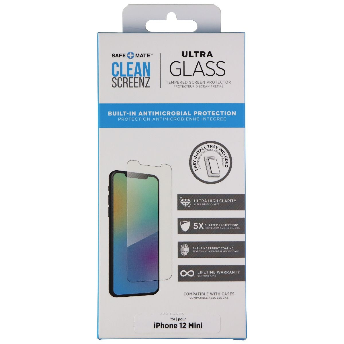 Case-Mate/Safe-Mate Clean Screenz Ultra Glass for Apple iPhone 12 Mini - Clear Cell Phone - Screen Protectors Case-Mate - Simple Cell Bulk Wholesale Pricing - USA Seller