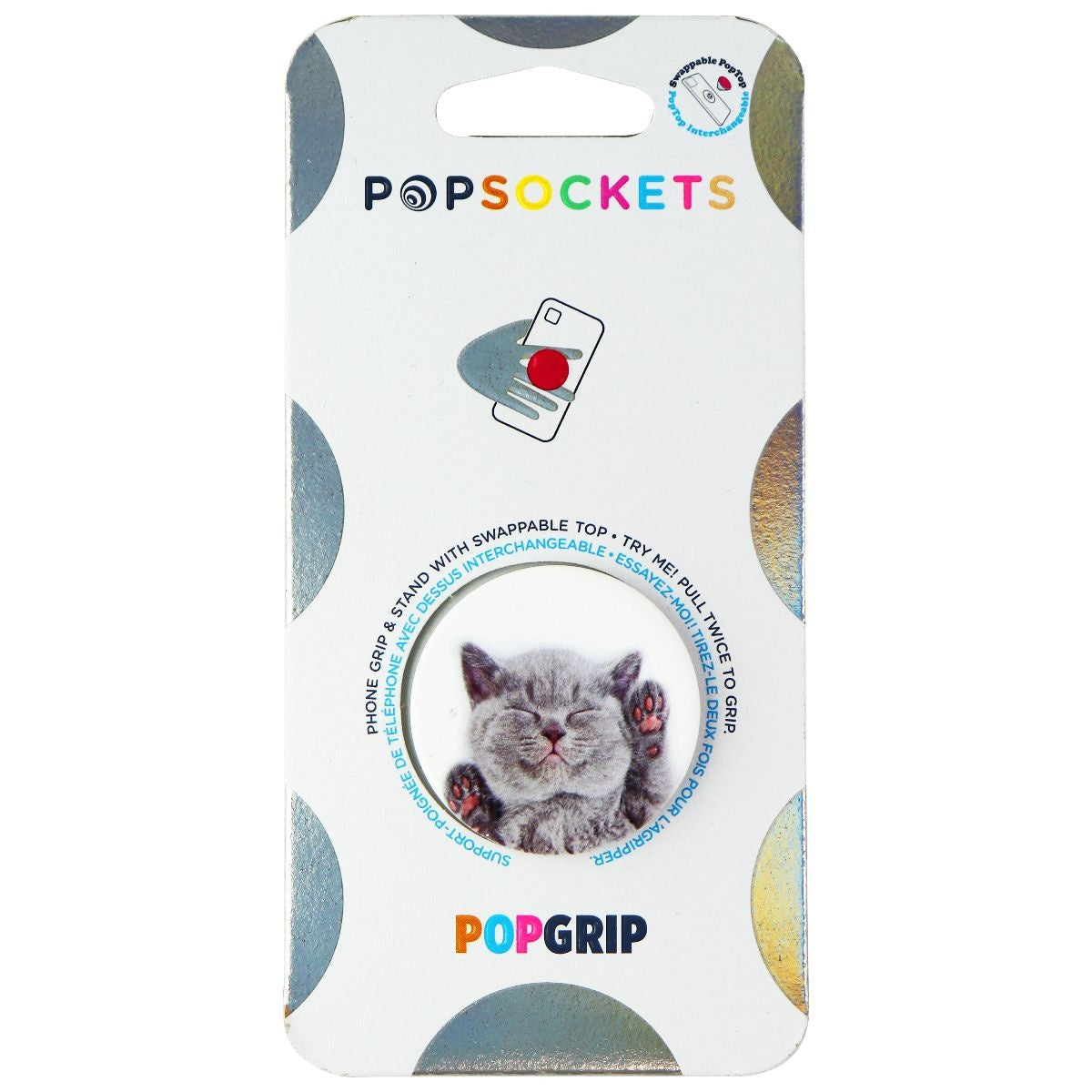 PopSockets PopGrip Stand & Grip with Swappable Top - Cat Nap Cell Phone - Mounts & Holders PopSockets - Simple Cell Bulk Wholesale Pricing - USA Seller