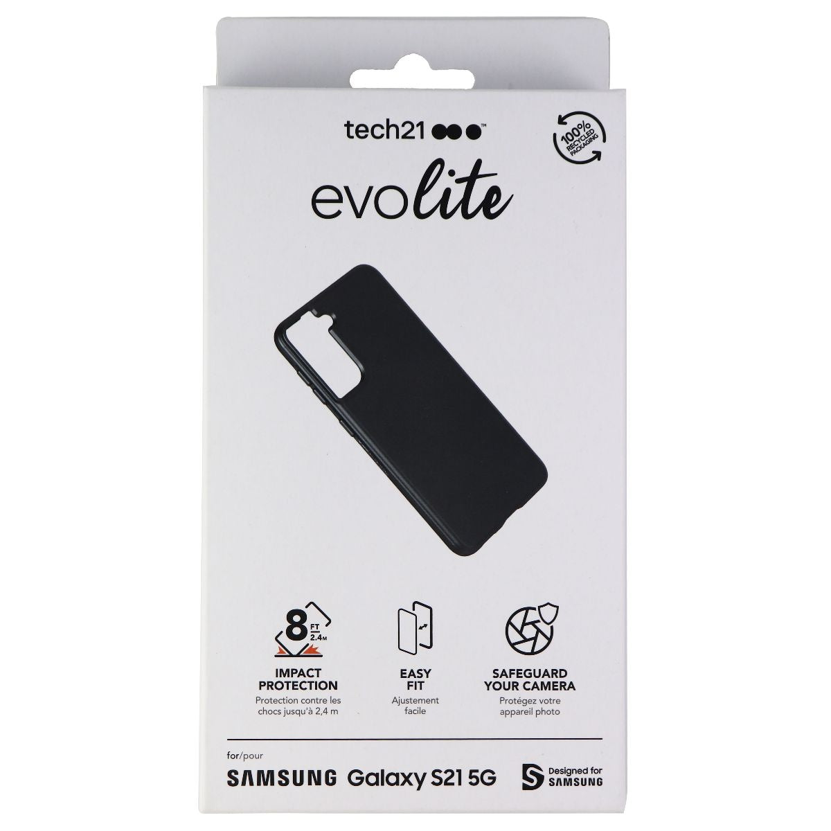 Tech21 Evo Lite Series Case for Samsung Galaxy S21 (5G) - Black Cell Phone - Cases, Covers & Skins Tech21 - Simple Cell Bulk Wholesale Pricing - USA Seller