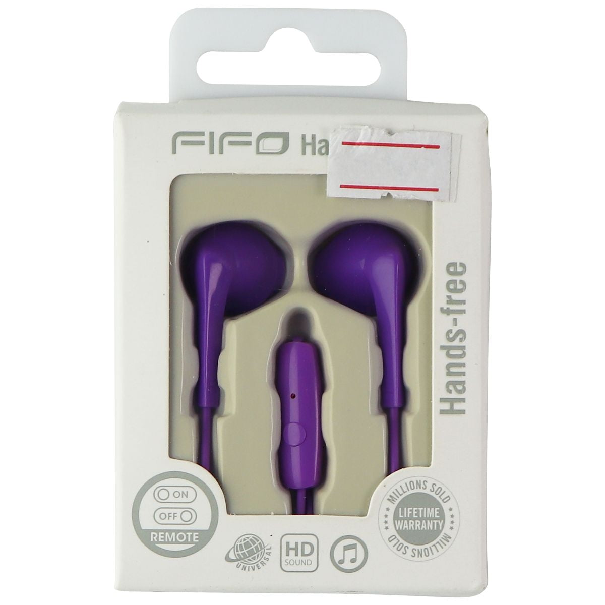 FIFO 3.5mm Hands-Free In-Ear Headphone Headset - Purple Portable Audio - Headphones FIFO - Simple Cell Bulk Wholesale Pricing - USA Seller