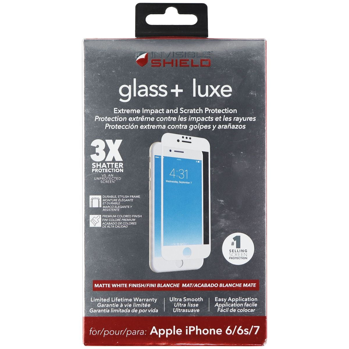 ZAGG InvisibleShield Glass + Luxe Screen Protector for iPhone 8/7/6s/6 - White Cell Phone - Screen Protectors Zagg - Simple Cell Bulk Wholesale Pricing - USA Seller
