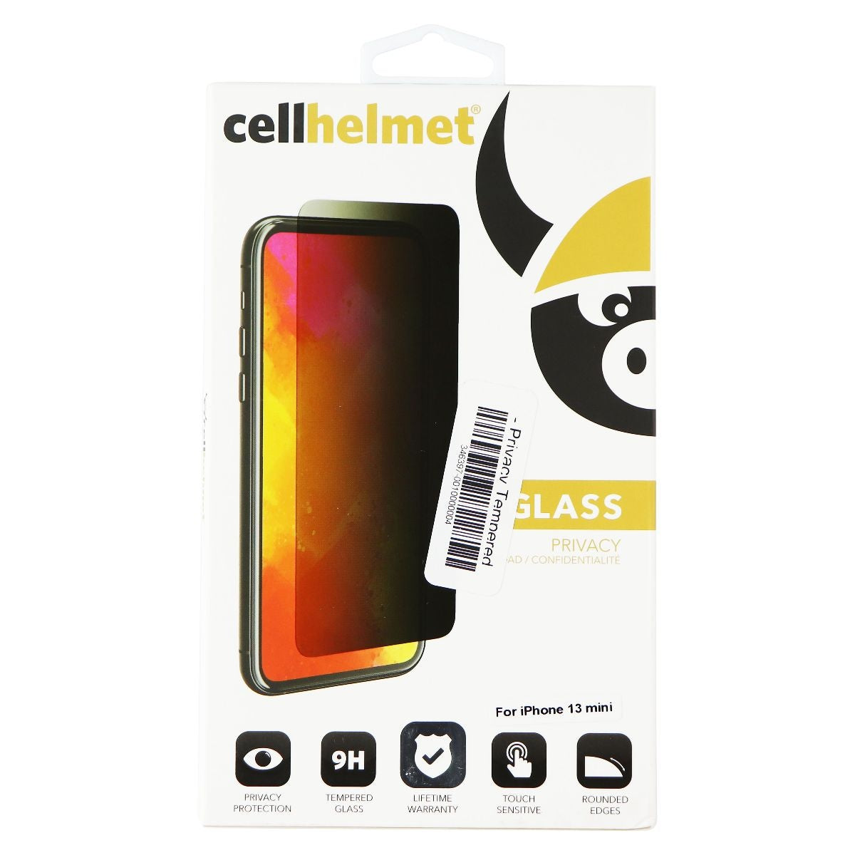 CellHelmet Glass Privacy Screen Protector for Apple iPhone 13 mini - Tinted Cell Phone - Screen Protectors CellHelmet - Simple Cell Bulk Wholesale Pricing - USA Seller