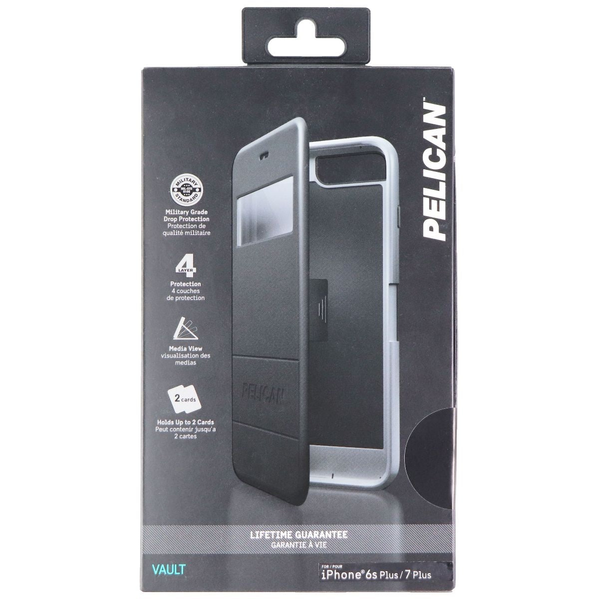 Pelican Vault Series Wallet Case for Apple iPhone 7 Plus/6s Plus -Black/Gray Cell Phone - Cases, Covers & Skins Pelican - Simple Cell Bulk Wholesale Pricing - USA Seller