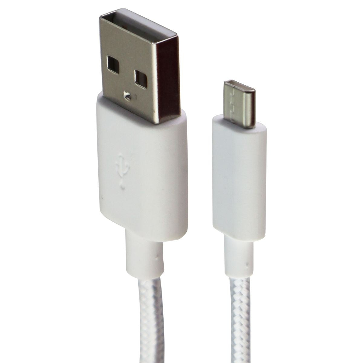 Alcatel (3.3-Ft) 1m Braided USB to USB-C Charge/Sync Cable - White Cell Phone - Cables & Adapters Alcatel - Simple Cell Bulk Wholesale Pricing - USA Seller