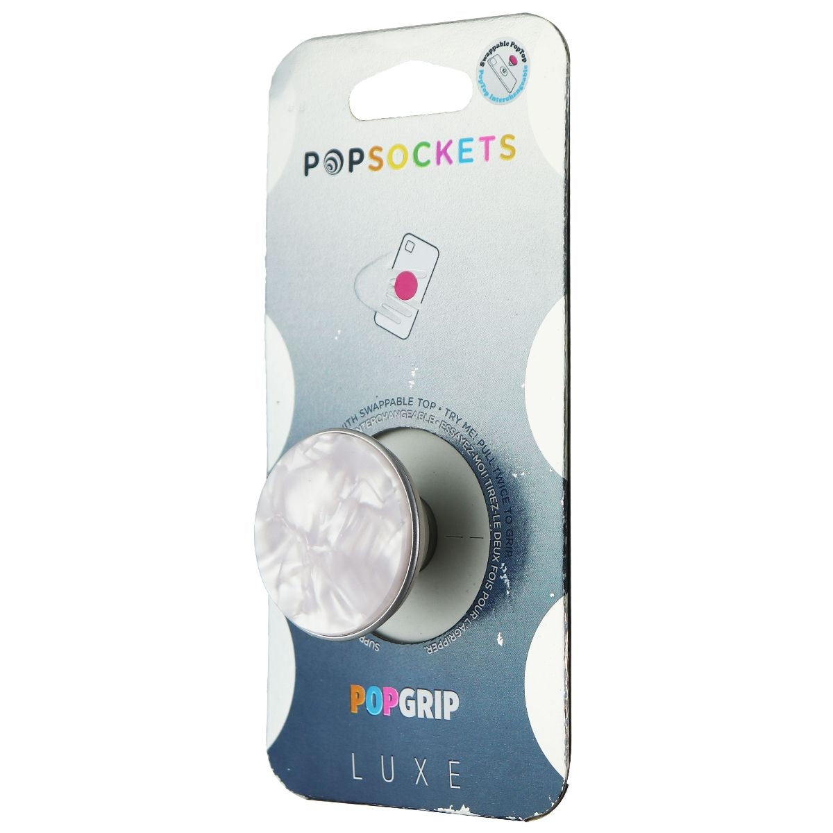 PopSockets Swappable PopGrip Stand and Grip for Phones/Tablets - Pearl White Cell Phone - Mounts & Holders PopSockets - Simple Cell Bulk Wholesale Pricing - USA Seller