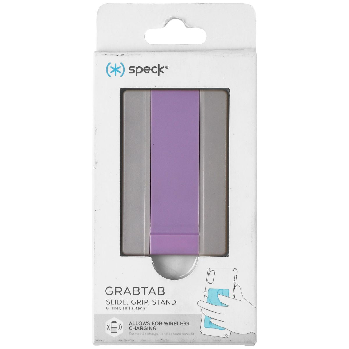 Speck GrabTab Cell Phone Holder and Stand - Dolphin Gray/Caprice Purple Cell Phone - Mounts & Holders Speck - Simple Cell Bulk Wholesale Pricing - USA Seller