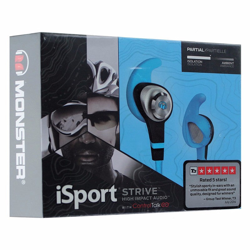 Monster iSport Strive Wired In-Ear Headphones with Apple ControlTalk - Blue Cell Phone - Headsets Monster - Simple Cell Bulk Wholesale Pricing - USA Seller