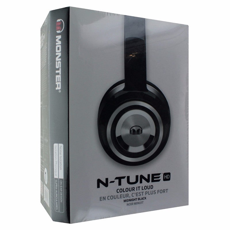 Monster N-Tune HD Wired On-Ear Headphones - Midnight Black / Silver Portable Audio - Headphones Monster - Simple Cell Bulk Wholesale Pricing - USA Seller