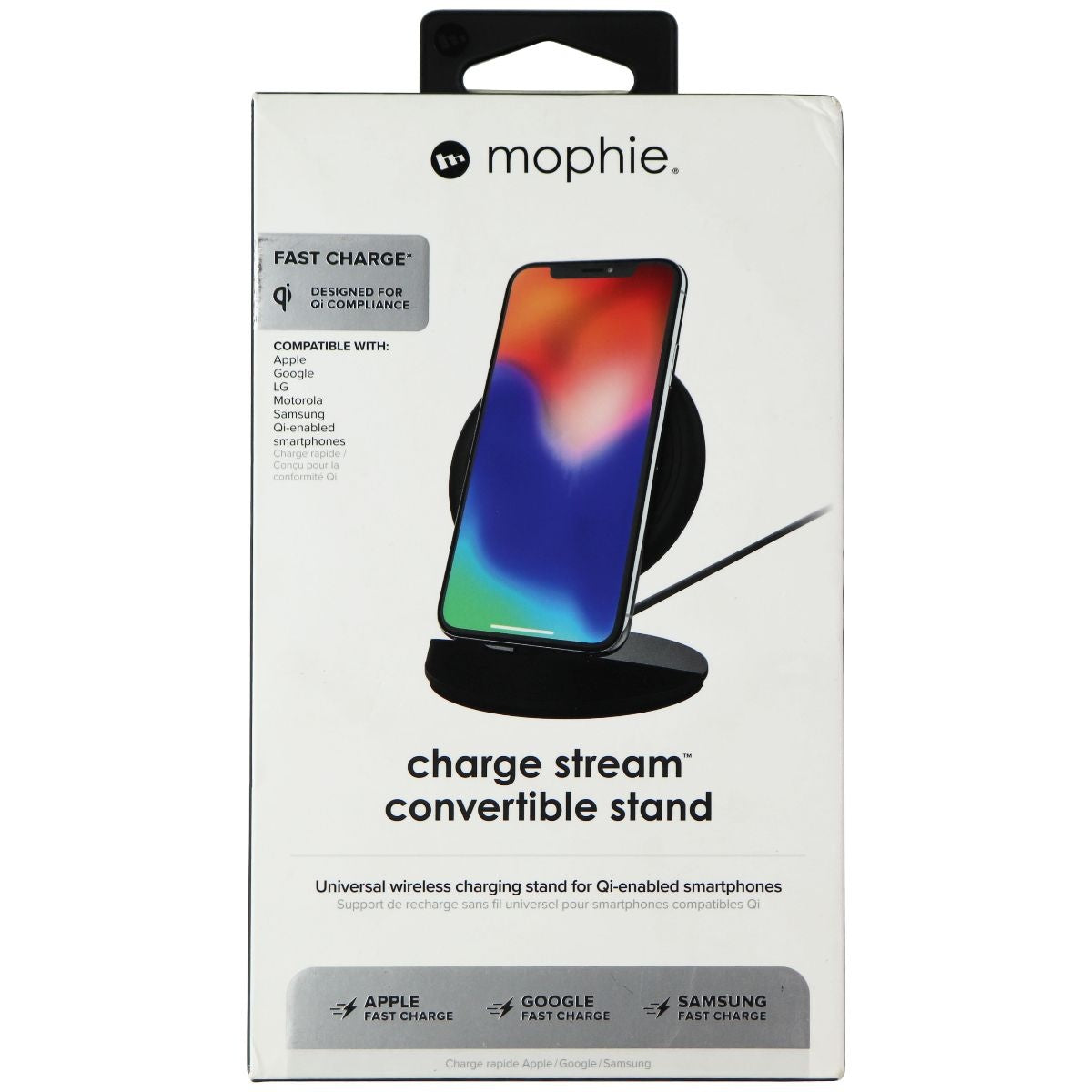 Mophie Charge Stream Universal Wireless Qi Convertible Stand - Black Cell Phone - Chargers & Cradles Mophie - Simple Cell Bulk Wholesale Pricing - USA Seller
