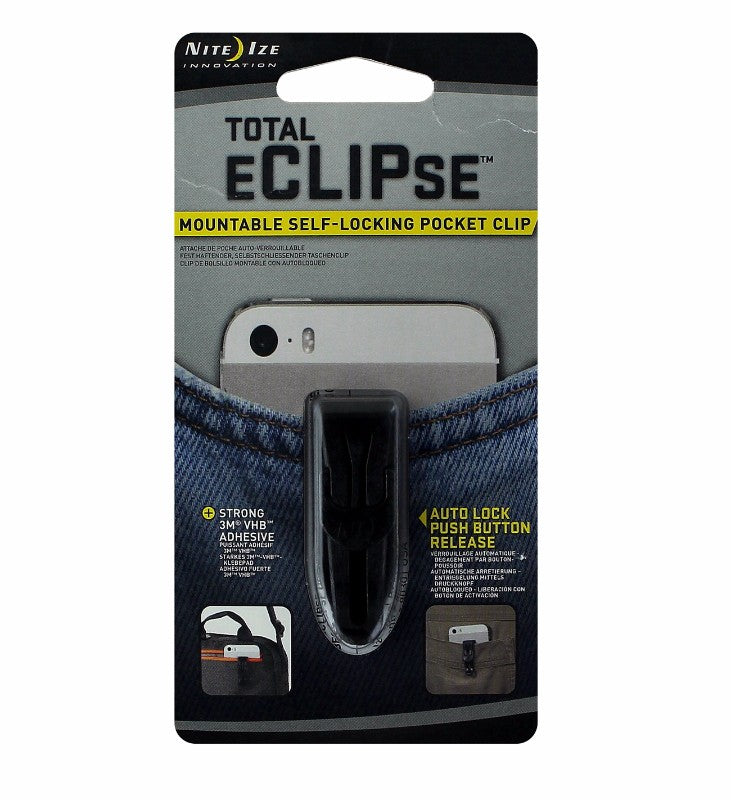 Nite Ize Total eCLIPse Mountable Carbon Fiber Belt / Pocket Clip - Black Cell Phone - Mounts & Holders Nite Ize - Simple Cell Bulk Wholesale Pricing - USA Seller