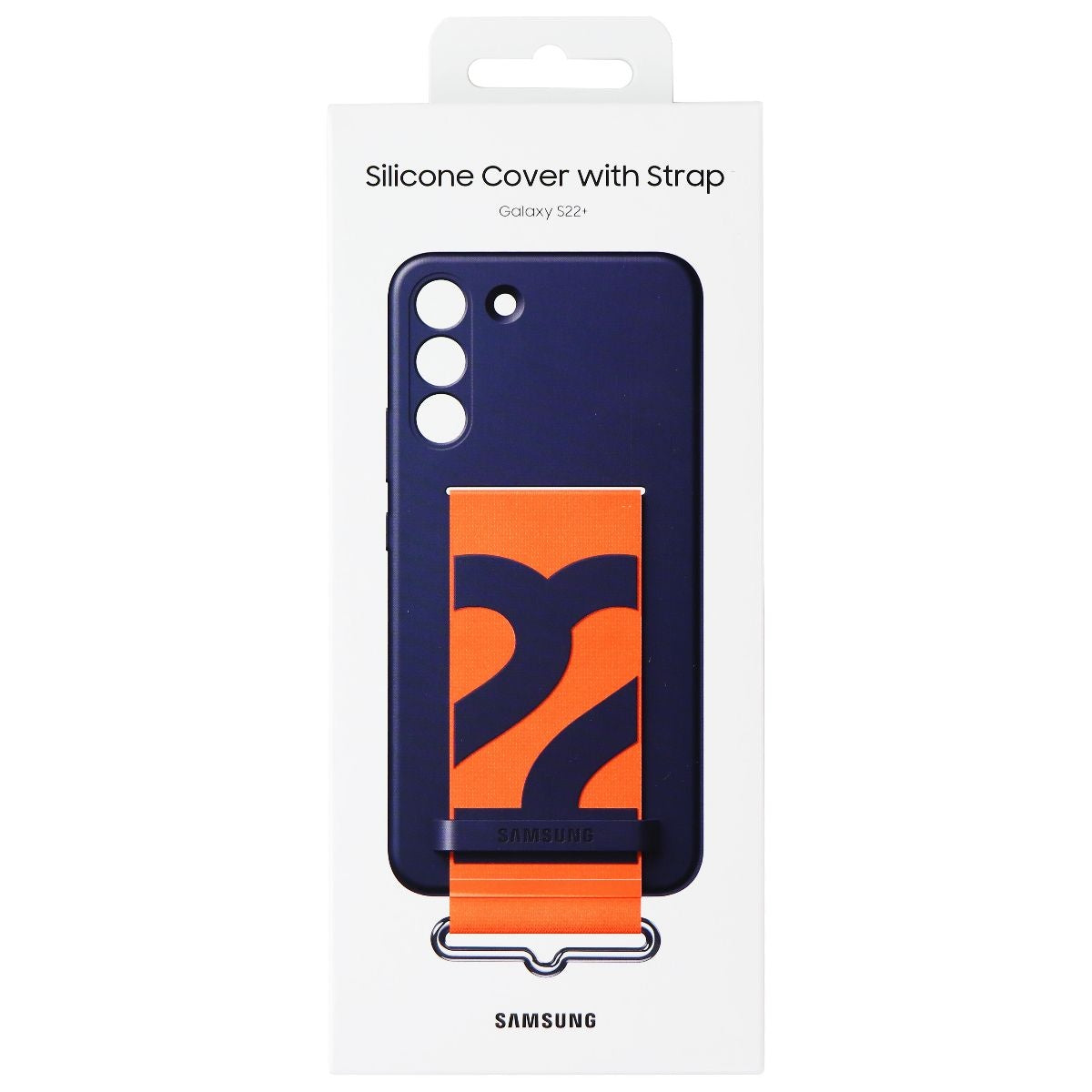 Samsung Official Silicone Cover with Strap for Galaxy (S22+) - Navy/Orange Cell Phone - Cases, Covers & Skins Samsung - Simple Cell Bulk Wholesale Pricing - USA Seller