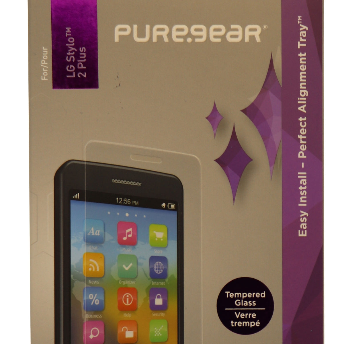 PureGear HD Tempered Glass Screen Protector with Tray for LG Stylo 2 Plus Cell Phone - Screen Protectors PureGear - Simple Cell Bulk Wholesale Pricing - USA Seller