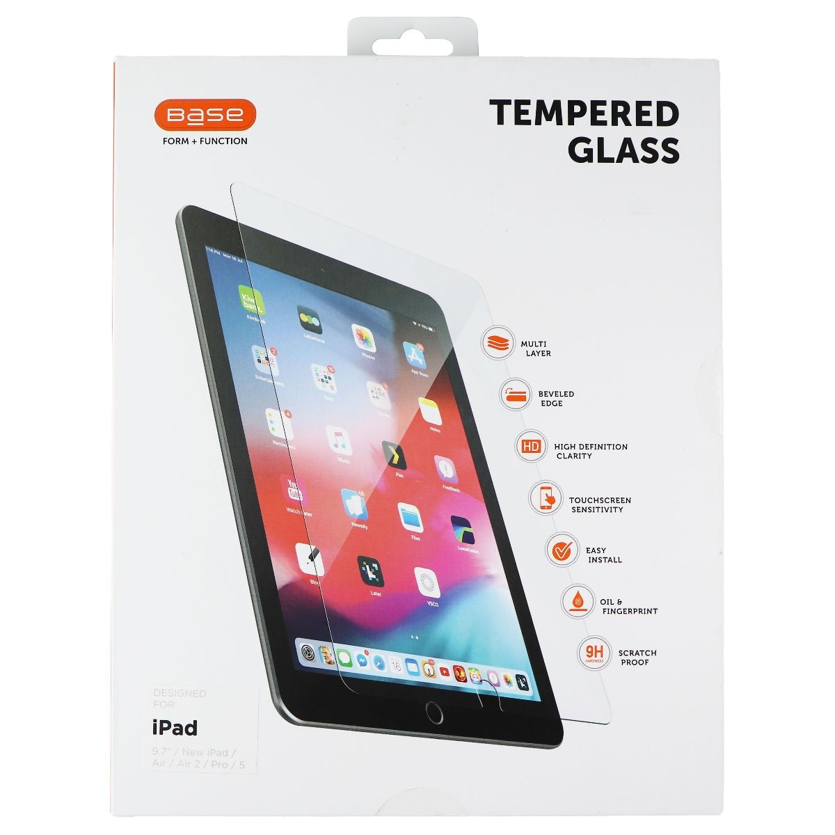 Base Tempered Glass Series Screen Protector for Apple iPad 5/Pro/Air 2 - Clear Cell Phone - Screen Protectors Base - Simple Cell Bulk Wholesale Pricing - USA Seller