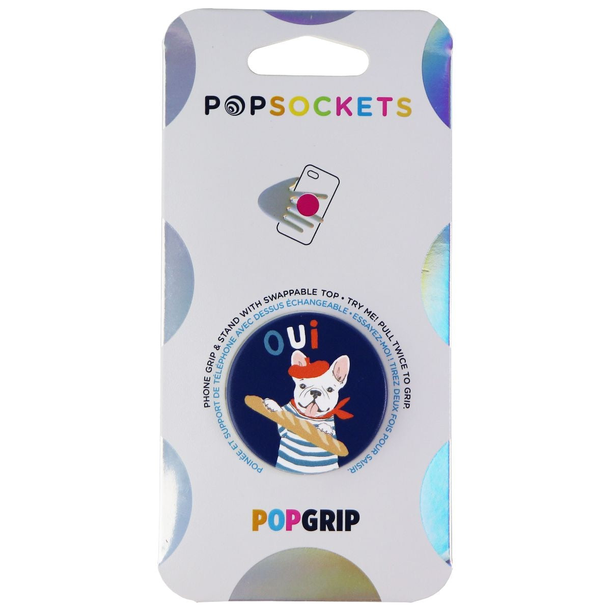 PopSockets: PopGrip Expanding Stand and Grip with Swappable Top - Frenchie Cell Phone - Mounts & Holders PopSockets - Simple Cell Bulk Wholesale Pricing - USA Seller