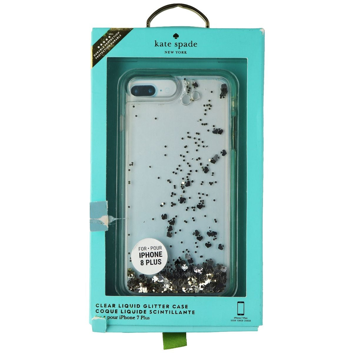 Kate Spade Liquid Glitter Case for iPhone 8 Plus/7 Plus - Silver/Gold Spades Cell Phone - Cases, Covers & Skins Incipio - Simple Cell Bulk Wholesale Pricing - USA Seller