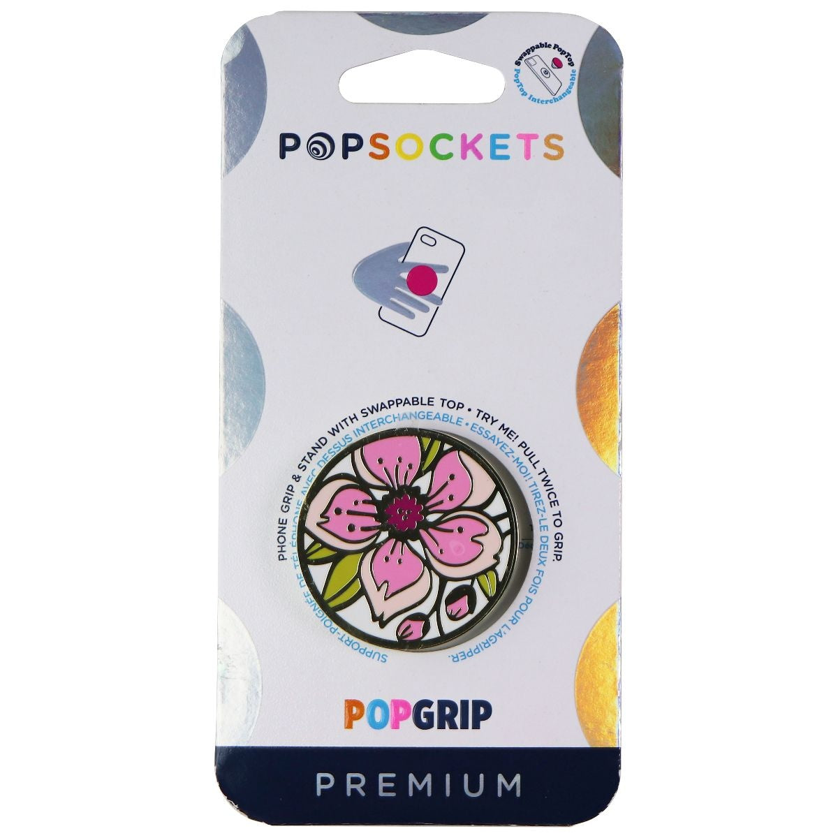 PopSockets PopGrip with Swappable Top - Enamel Cherry Blossom Cell Phone - Mounts & Holders PopSockets - Simple Cell Bulk Wholesale Pricing - USA Seller