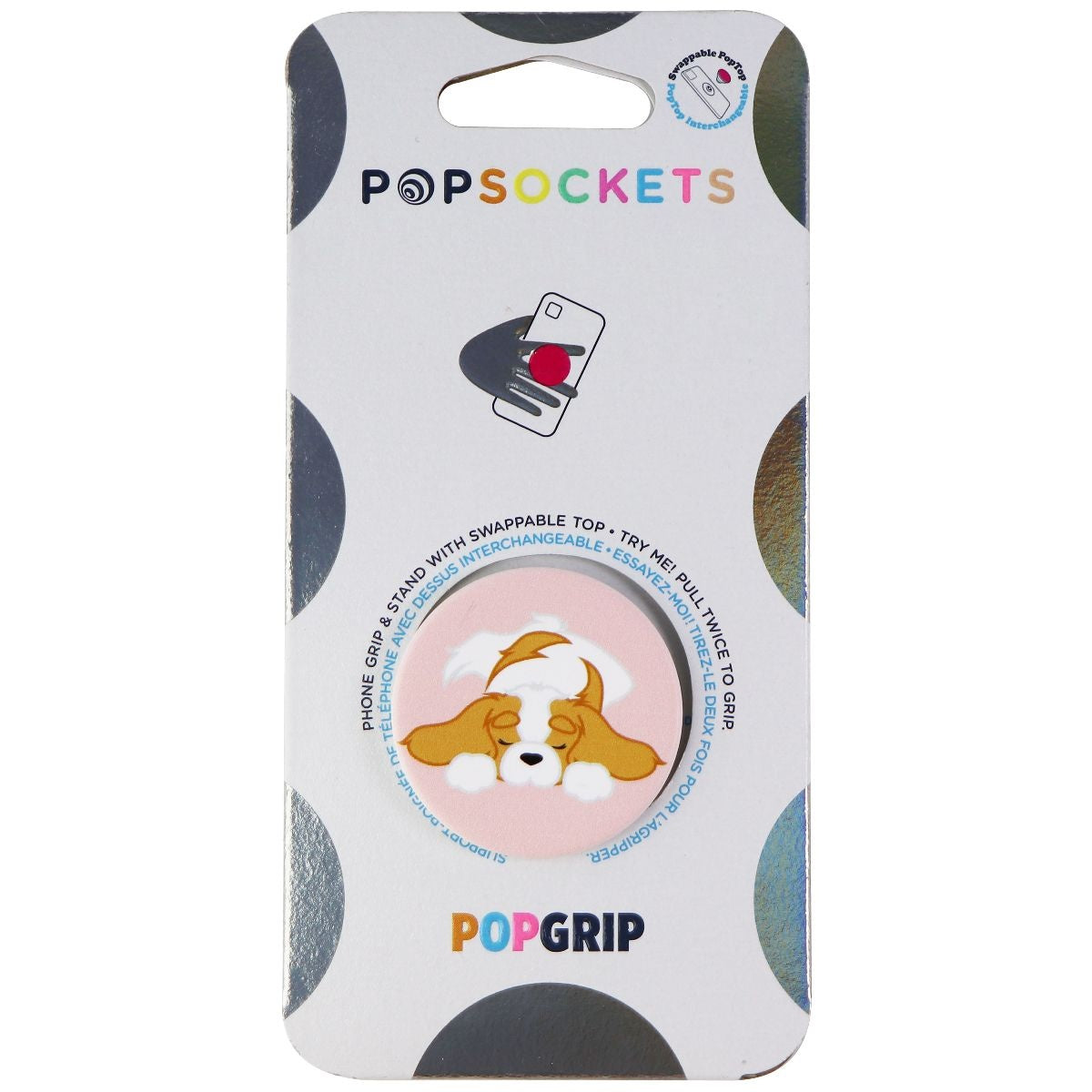 PopSockets PopGrip Stand and Grip with Swappable Top - Pupper Napper Cell Phone - Mounts & Holders PopSockets - Simple Cell Bulk Wholesale Pricing - USA Seller