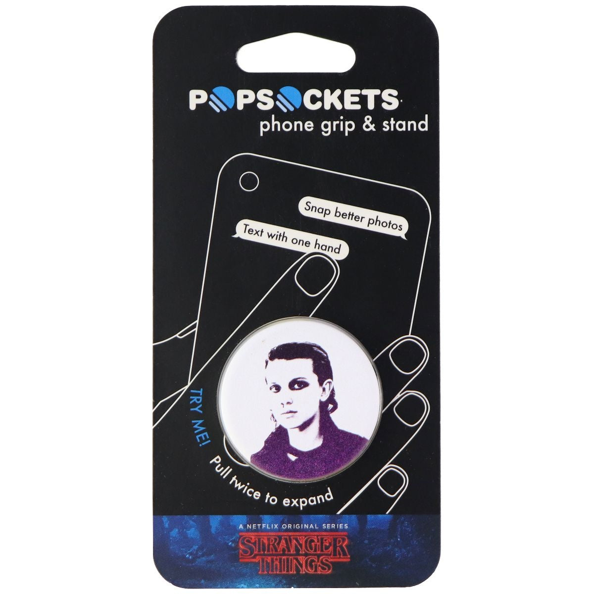 PopSockets: Collapsible Grip & Stand - Stranger Things Eleven Face Blue Cell Phone - Mounts & Holders PopSockets - Simple Cell Bulk Wholesale Pricing - USA Seller