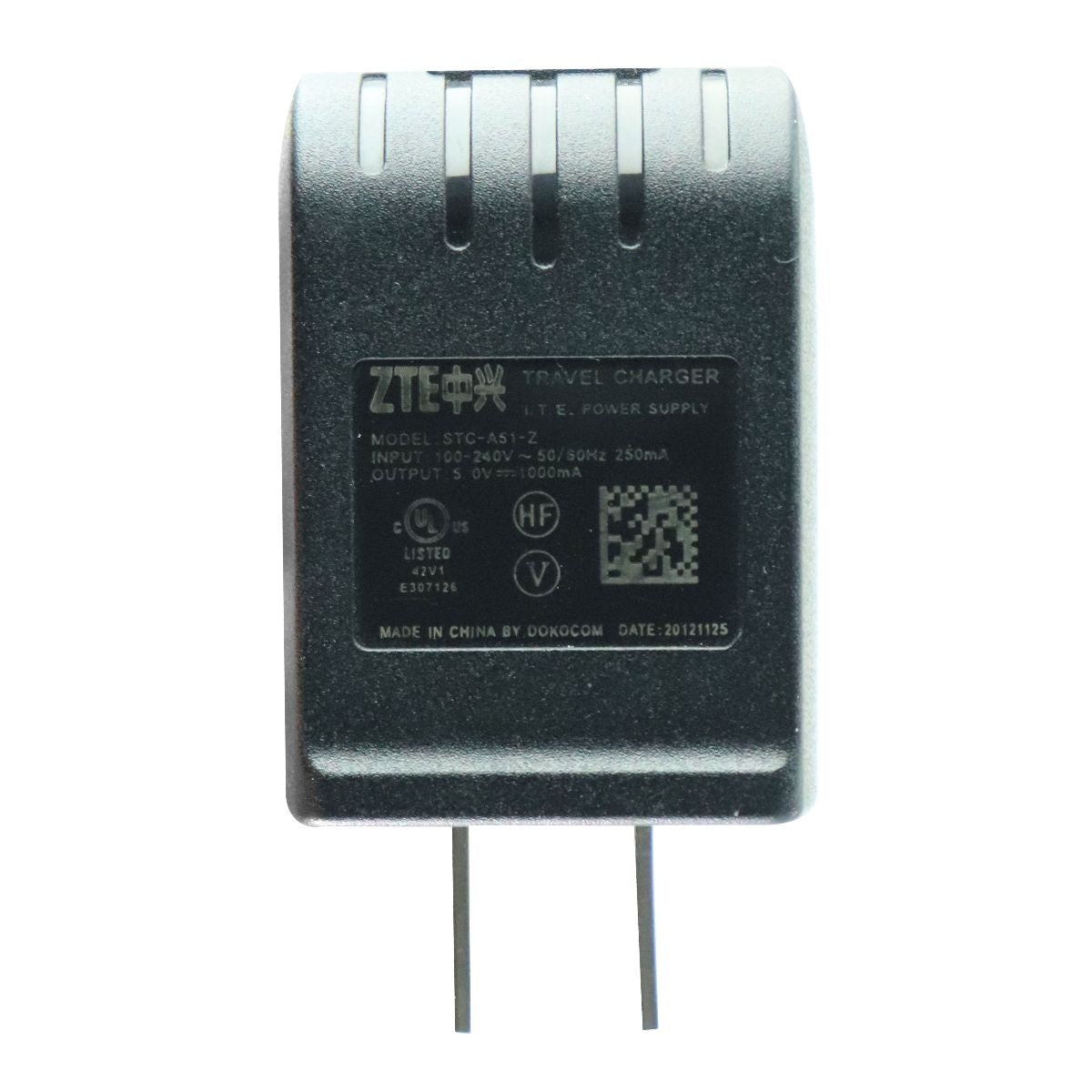 ZTE (STC - A51 - Z) 5V 1A Travel Adapter for USB Devices - Black Cell Phone - Cables & Adapters ZTE - Simple Cell Bulk Wholesale Pricing - USA Seller
