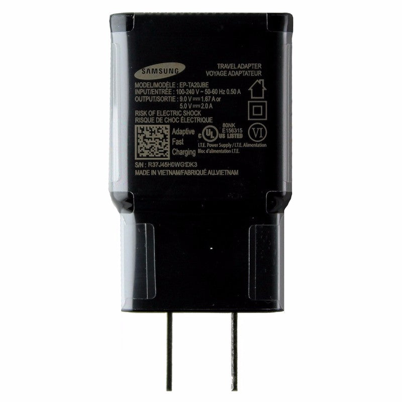 Samsung (EP-TA20JBE) 5V 2A Fast Charger & Cable for USB-C Devices - Black Cell Phone - Cables & Adapters Samsung - Simple Cell Bulk Wholesale Pricing - USA Seller