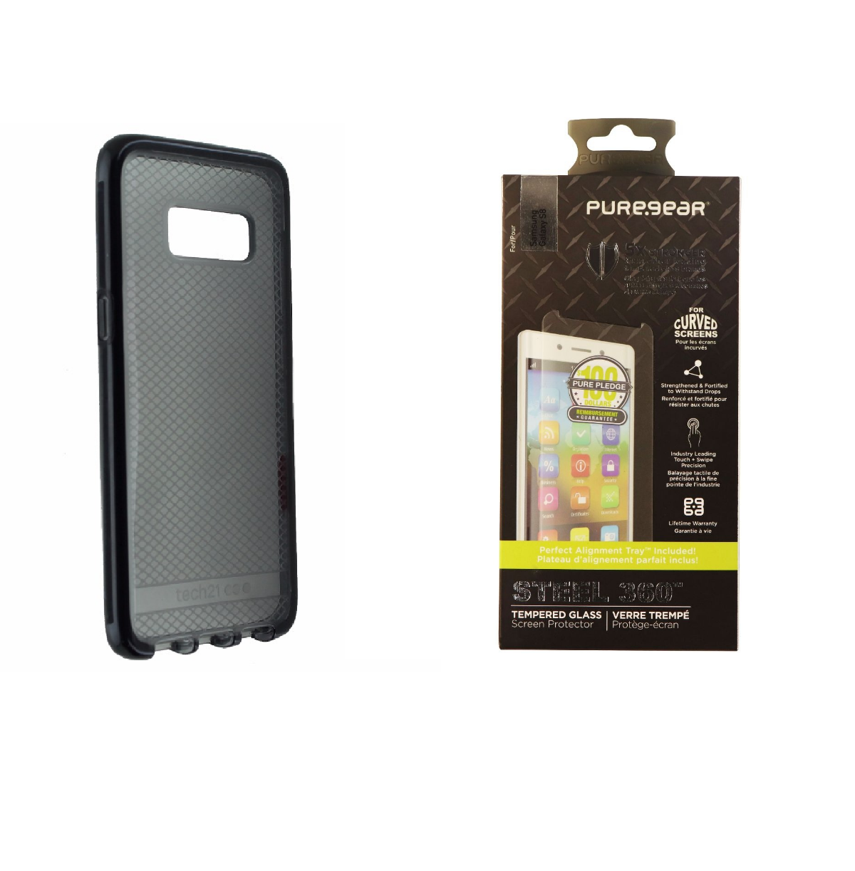 Tech21 Evo Check Smokey Black Gel Case & PureGear Screen Protector for Galaxy S8 Cell Phone - Cases, Covers & Skins Tech21 - Simple Cell Bulk Wholesale Pricing - USA Seller