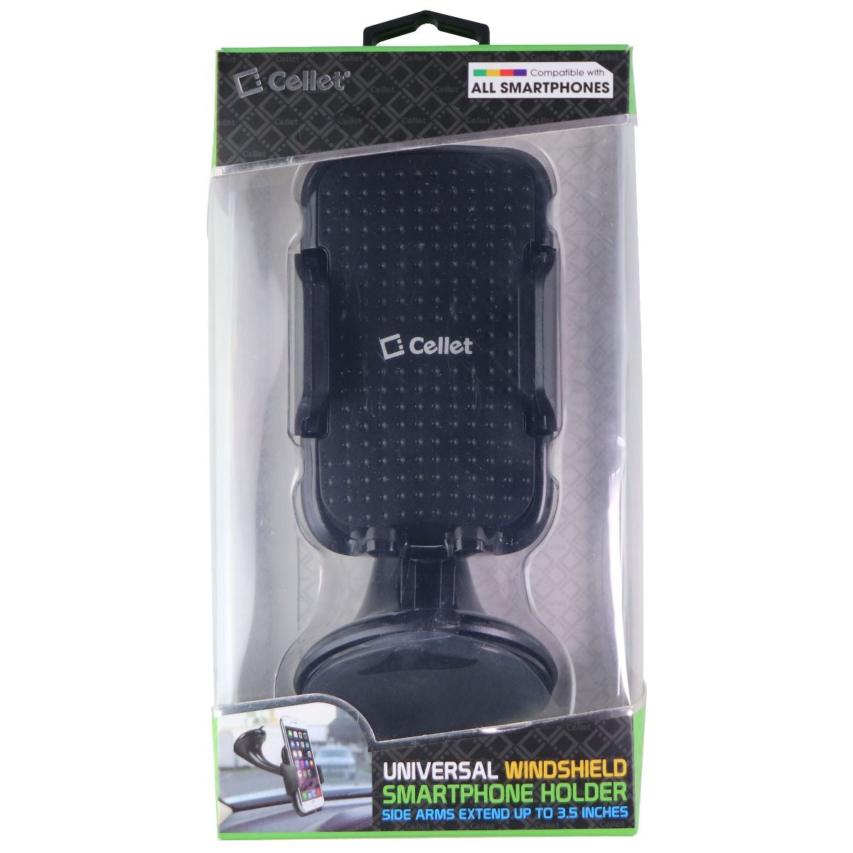 Cellet Universal Windshield Mount Smartphone Holder - Black Cell Phone - Mounts & Holders Cellet - Simple Cell Bulk Wholesale Pricing - USA Seller