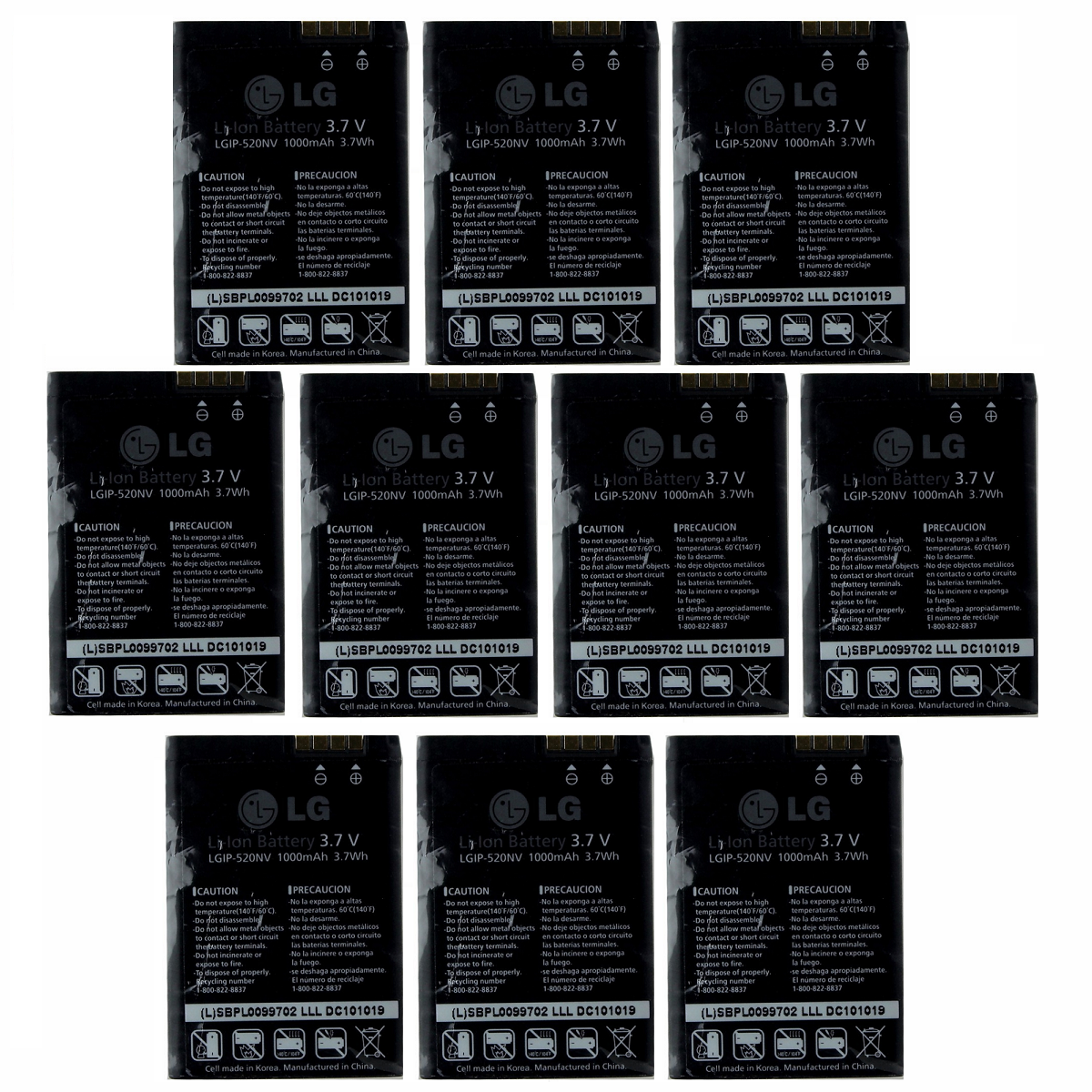 KIT 10x LG Rechargeable 1,000mAh OEM Battery (LGIP-520NV) for Accolade VX5600 Cell Phone - Batteries LG - Simple Cell Bulk Wholesale Pricing - USA Seller