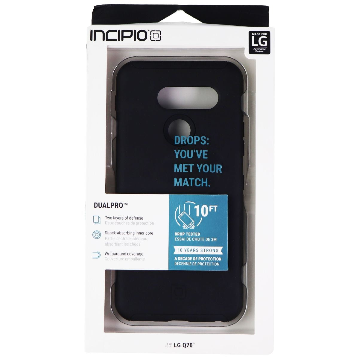 Incipio DualPro Dual Layer Case for LG Q70 - Black Cell Phone - Cases, Covers & Skins Incipio - Simple Cell Bulk Wholesale Pricing - USA Seller