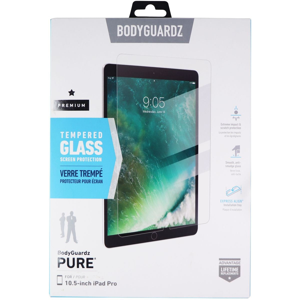 BodyGuardz Pure Tempered Glass Screen Protector for Apple iPad Pro (10.5) iPad/Tablet Accessories - Screen Protectors BODYGUARDZ - Simple Cell Bulk Wholesale Pricing - USA Seller