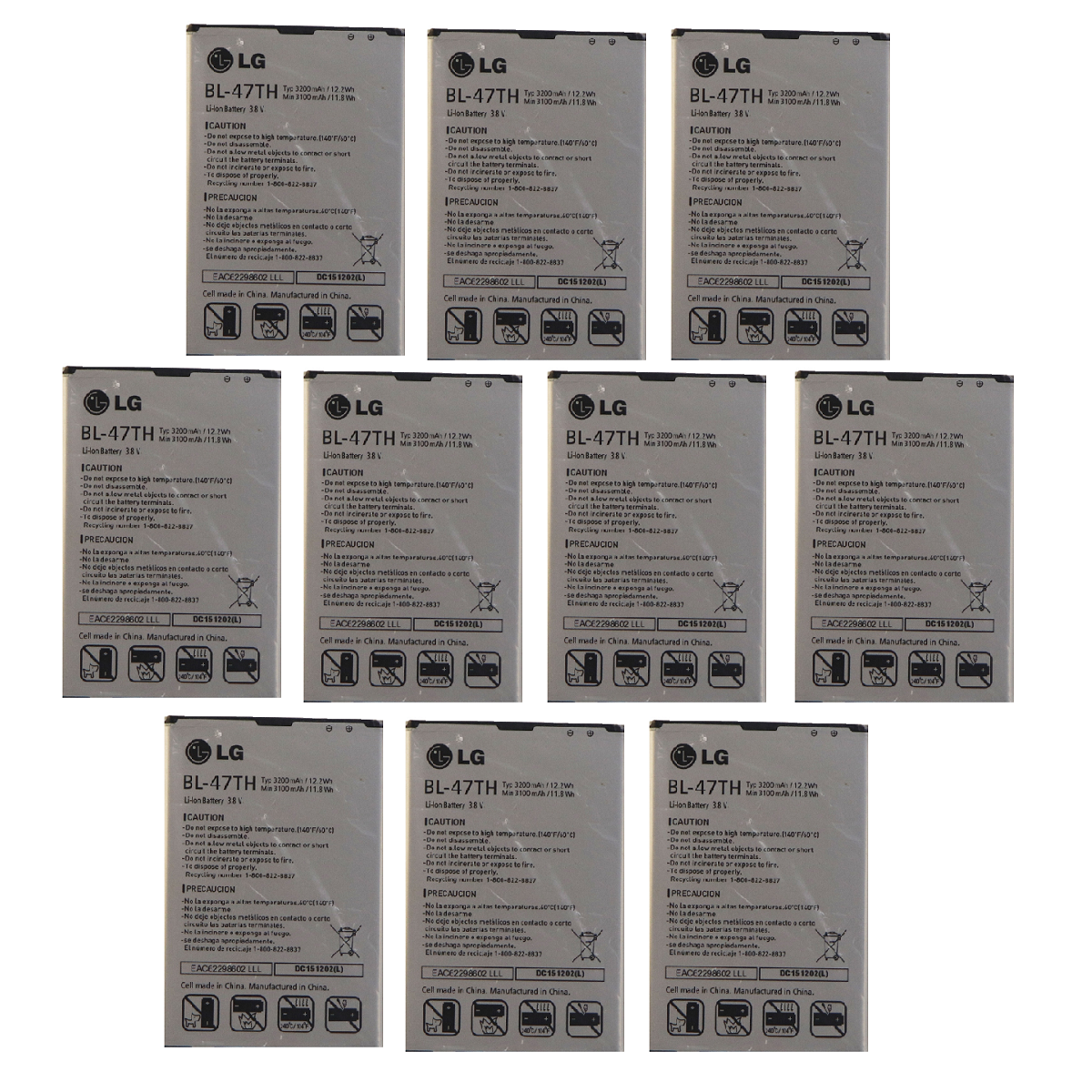 KIT 10x LG BL-47TH Li-ion Battery 3200mAh for Optimus G Pro Cell Phone - Batteries LG - Simple Cell Bulk Wholesale Pricing - USA Seller