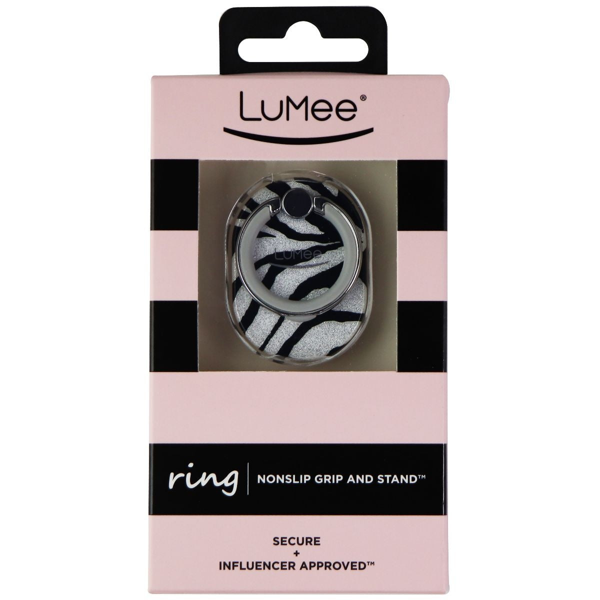 LuMee Finger Ring Phone Holder & Stand for Smartphones & Tablets - Zebra Glitter Cell Phone - Mounts & Holders LuMee - Simple Cell Bulk Wholesale Pricing - USA Seller